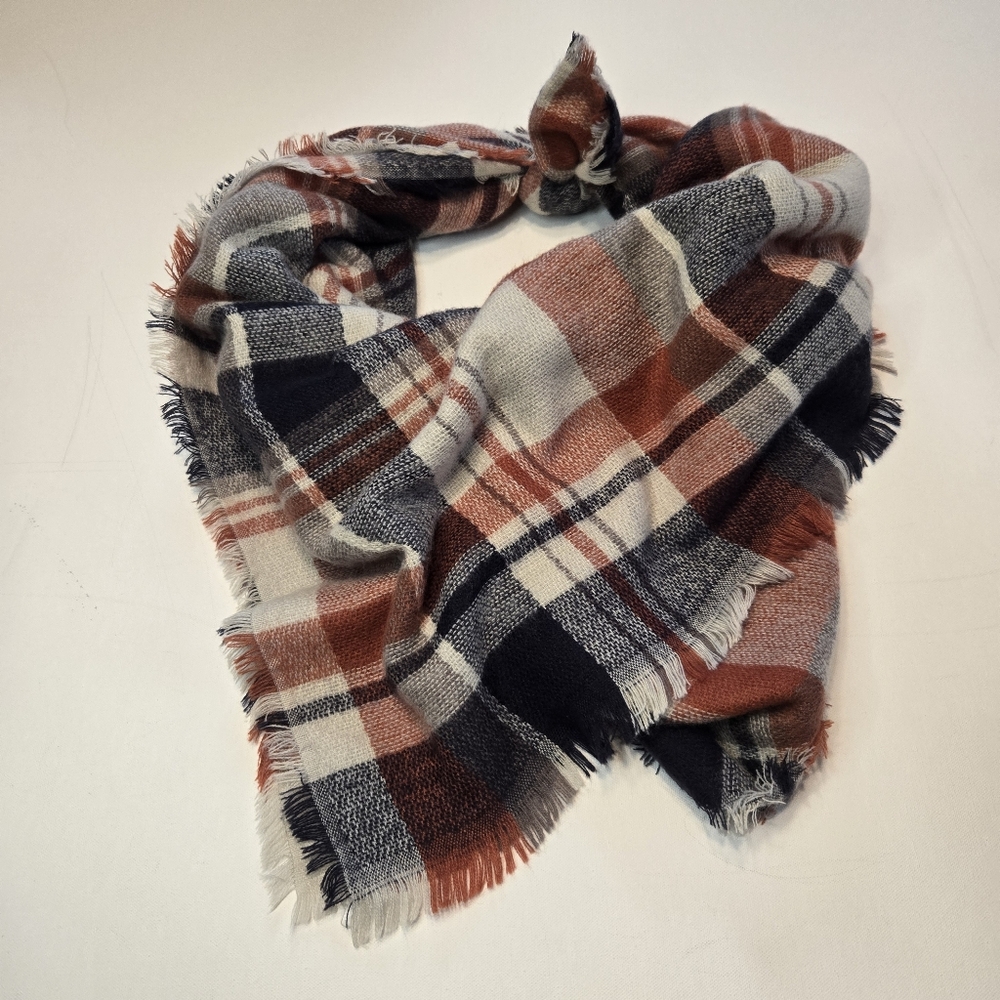 Leighton Plaid Oblong Blanket Scarf